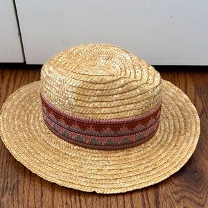 Filippo Catarzi crochet woven wide brim Panama natural straw fedora hat